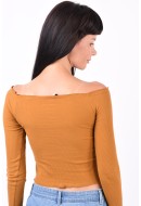 Bluza Dama Pieces Pcalicia Offshoulder Dried Tobacco